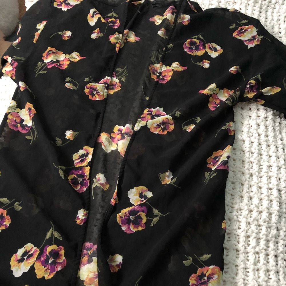 Black kimono with flowers